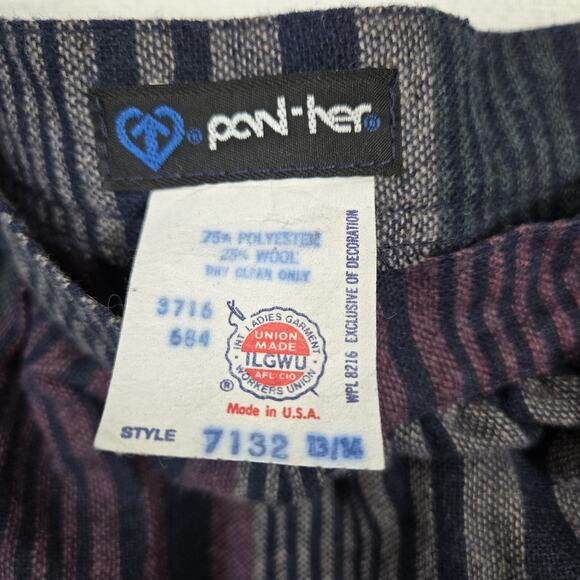 VTG Pant-Her Plaid Skirt 13/14* Multi Poly Wool Blend Fringe Preppy Union Label - Picture 11 of 16